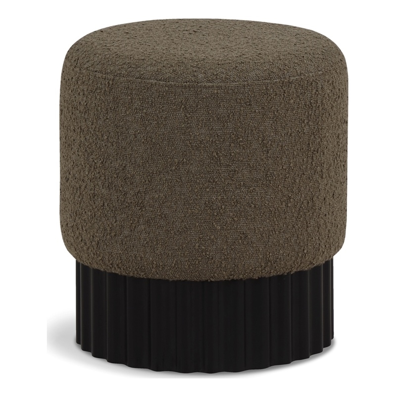 Meridian Furniture Veranda Boucle Fabric Ottoman/Stool in Olive/Black
