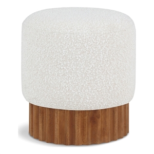 Meridian Furniture Veranda Boucle Fabric Ottoman/Stool in Cream/Brown