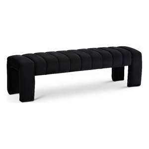 Meridian Furniture Andaz 17.5&quot Velvet & Solid Wood Bench in Black