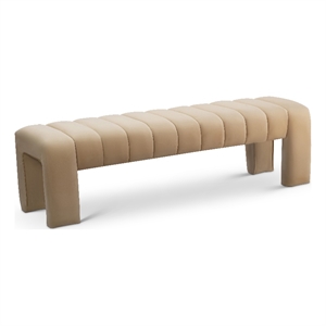 Meridian Furniture Andaz 17.5&quot Velvet & Solid Wood Bench in Camel