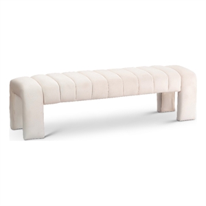 Meridian Furniture Andaz 17.5&quot Velvet & Solid Wood Bench in Cream