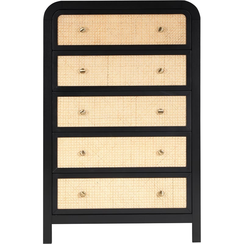 Meridian Furniture Siena Black Ash Wood and Natural Cane Chest