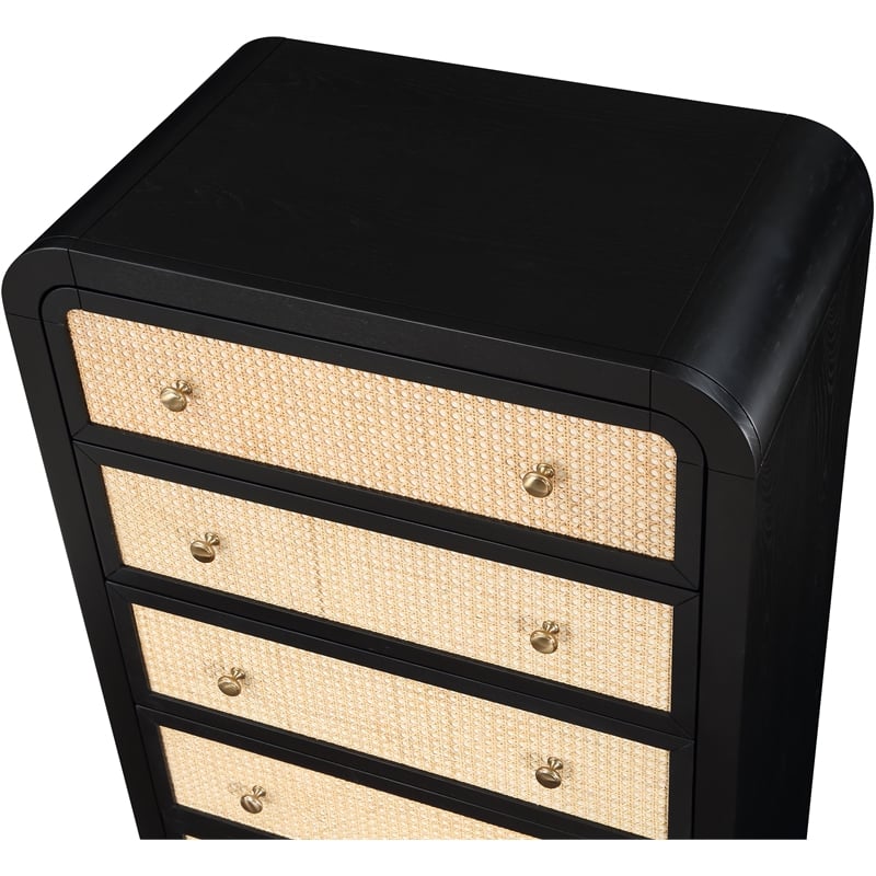 Meridian Furniture Siena Black Ash Wood and Natural Cane Chest