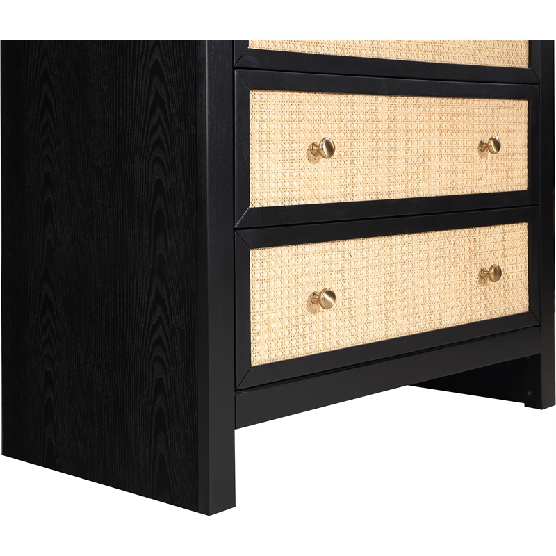 Meridian Furniture Siena Black Ash Wood and Natural Cane Chest