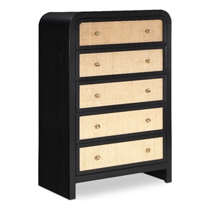 Meridian Furniture Siena Black Ash Wood and Natural Cane Chest