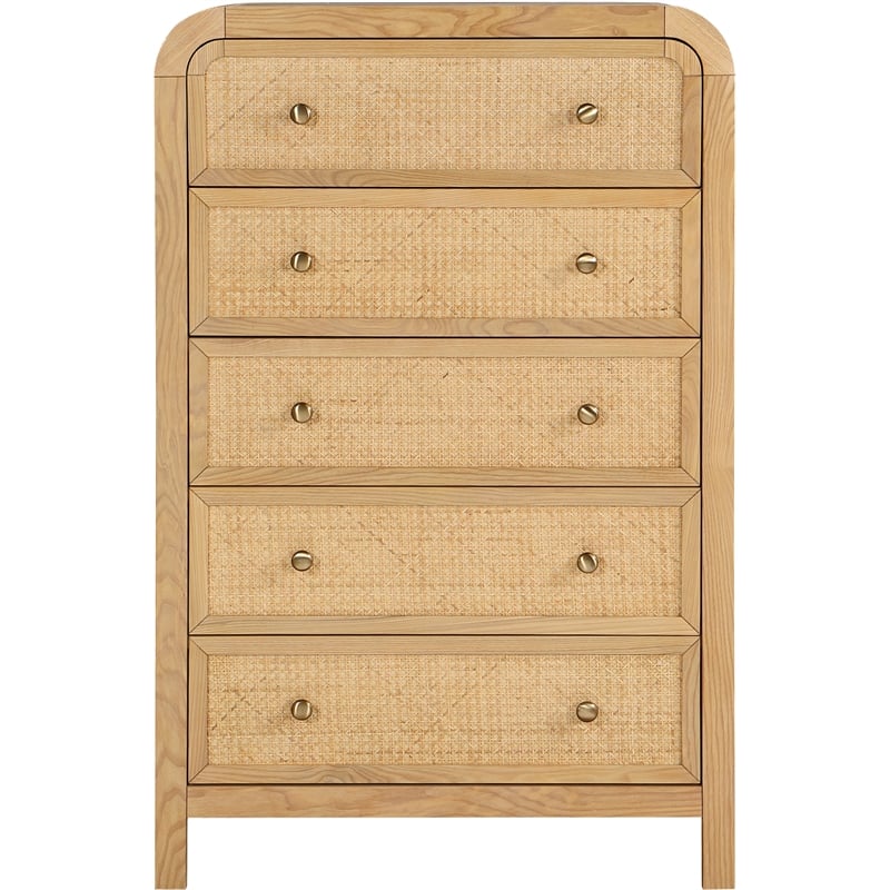 Meridian Furniture Siena Natural Ash Wood and Natural Cane Chest