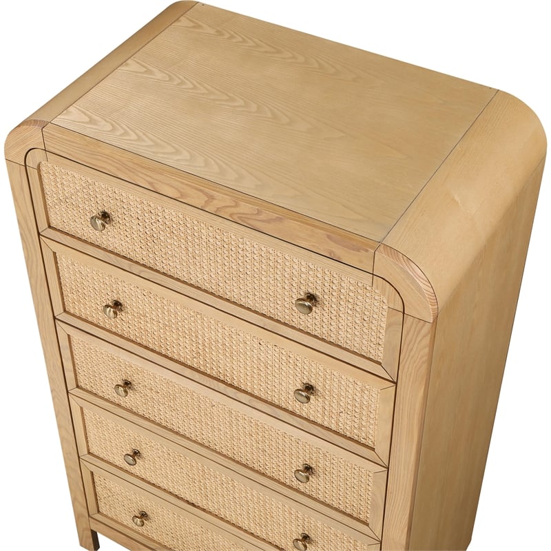 Meridian Furniture Siena Natural Ash Wood and Natural Cane Chest