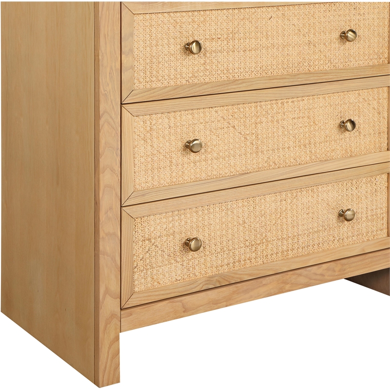 Meridian Furniture Siena Natural Ash Wood and Natural Cane Chest