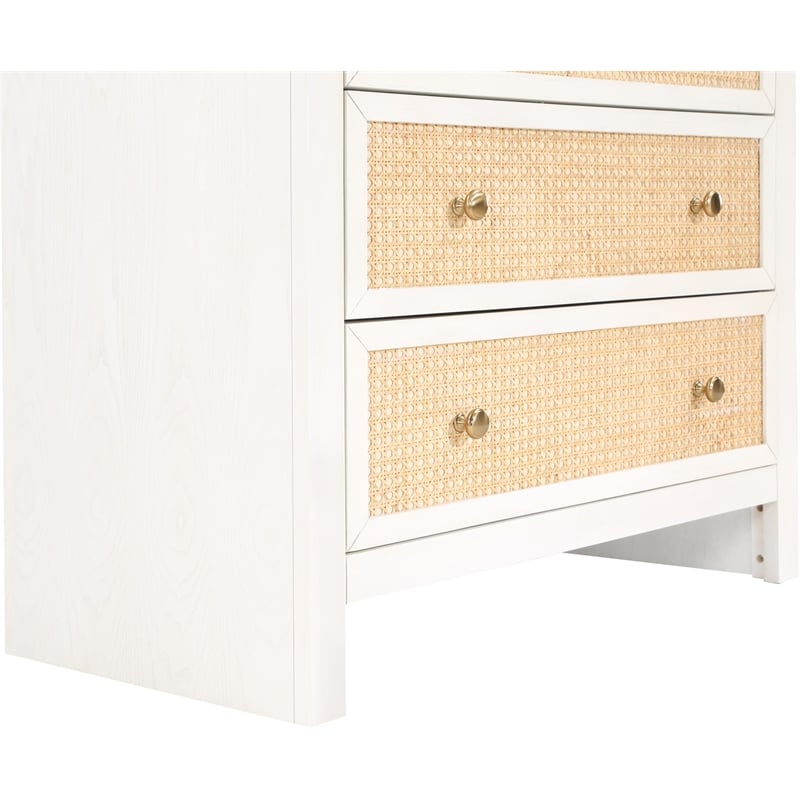 Meridian Furniture Siena White Ash Wood and Natural Cane Chest