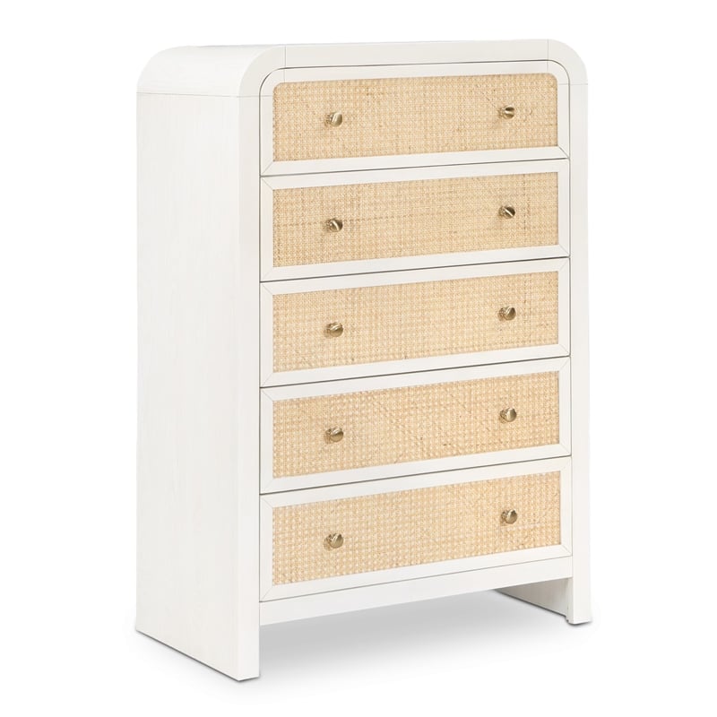 Meridian Furniture Siena White Ash Wood and Natural Cane Chest