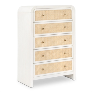 Meridian Furniture Siena White Ash Wood and Natural Cane Chest
