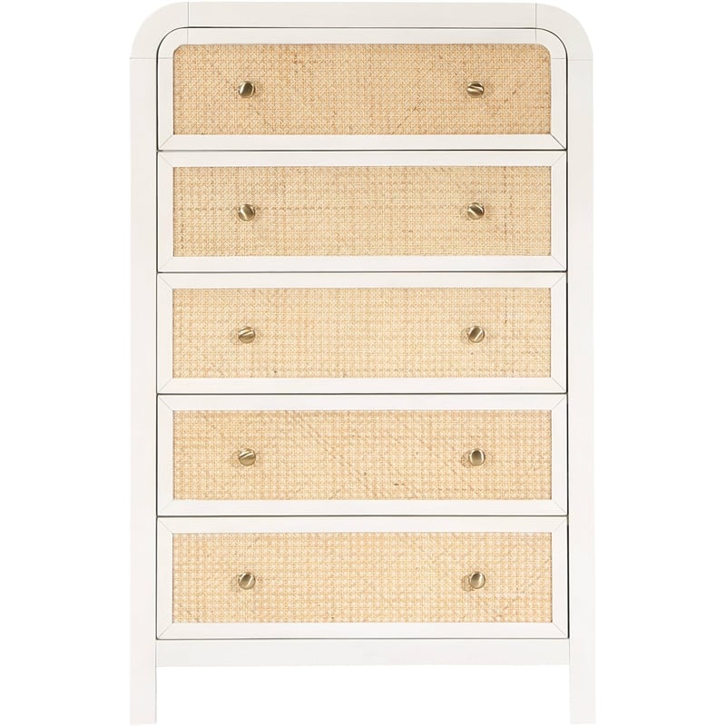 Meridian Furniture Siena White Ash Wood and Natural Cane Chest