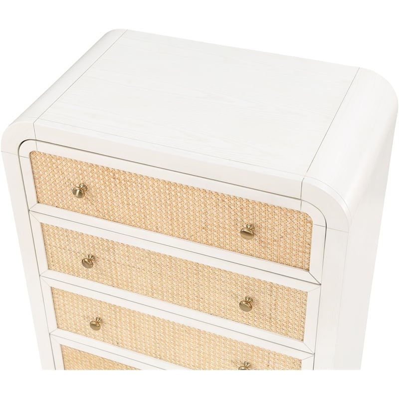 Meridian Furniture Siena White Ash Wood and Natural Cane Chest