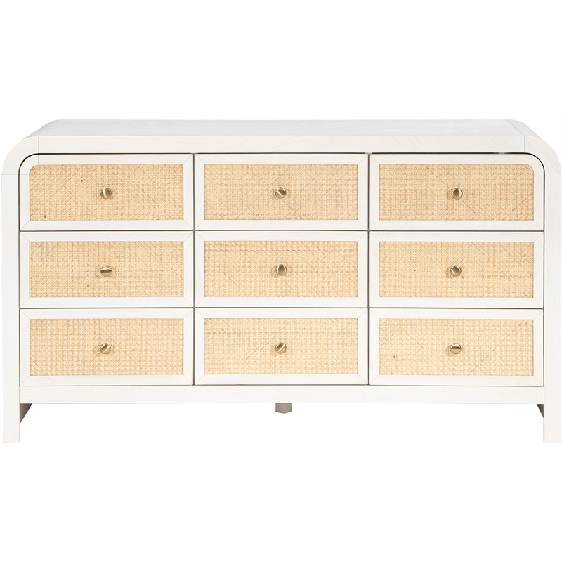 Meridian Furniture Siena White Ash Wood and Natural Cane Dresser
