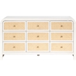 Meridian Furniture Siena White Ash Wood and Natural Cane Dresser
