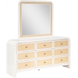 Meridian Furniture Siena White Ash Wood and Natural Cane Dresser