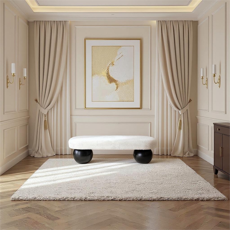 Meridian Furniture Bowies Cream Bench