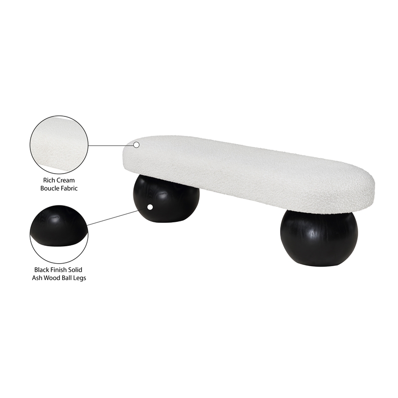 Meridian Furniture Bowies Cream Bench