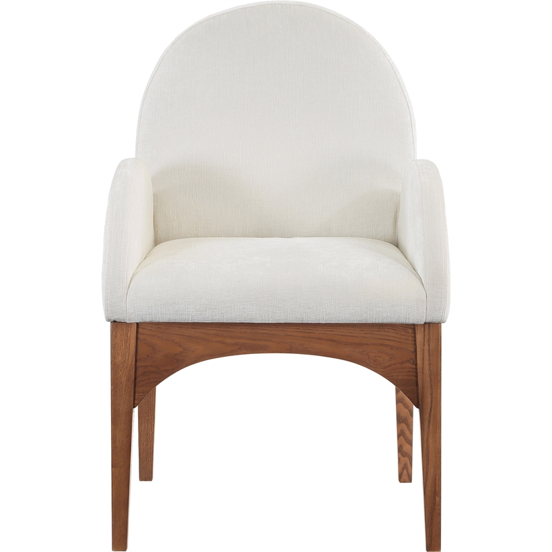 Meridian Furniture Waldorf Cream Chenille Fabric Dining Arm Chair