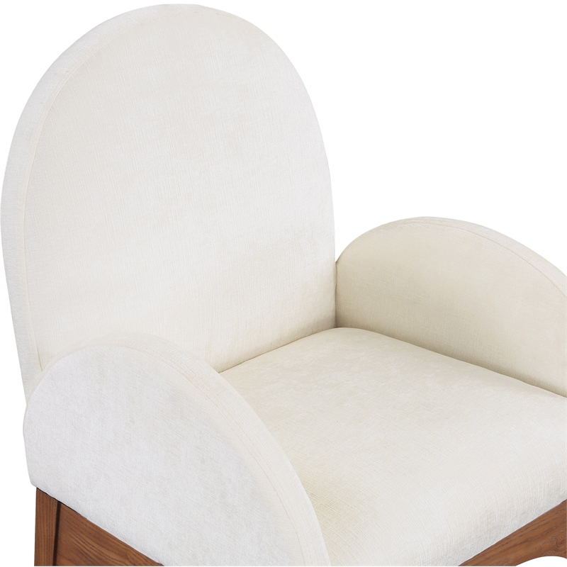 Meridian Furniture Waldorf Cream Chenille Fabric Dining Arm Chair