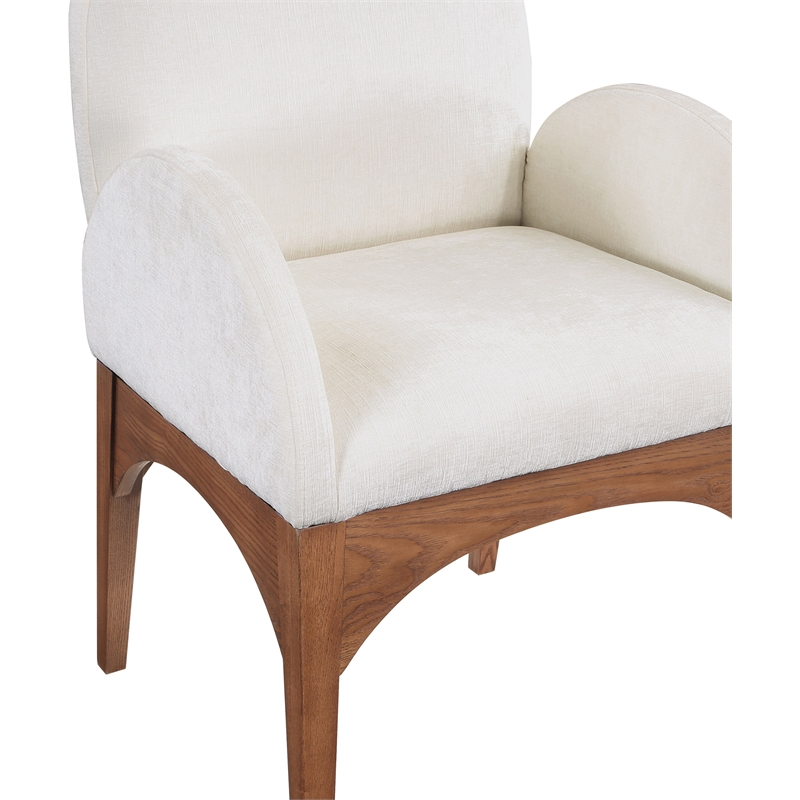 Meridian Furniture Waldorf Cream Chenille Fabric Dining Arm Chair