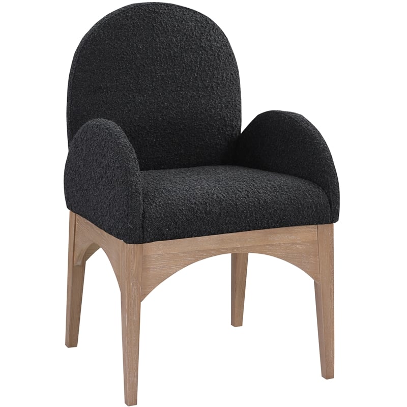 Meridian Furniture Waldorf Black Boucle Fabric Dining Arm Chair
