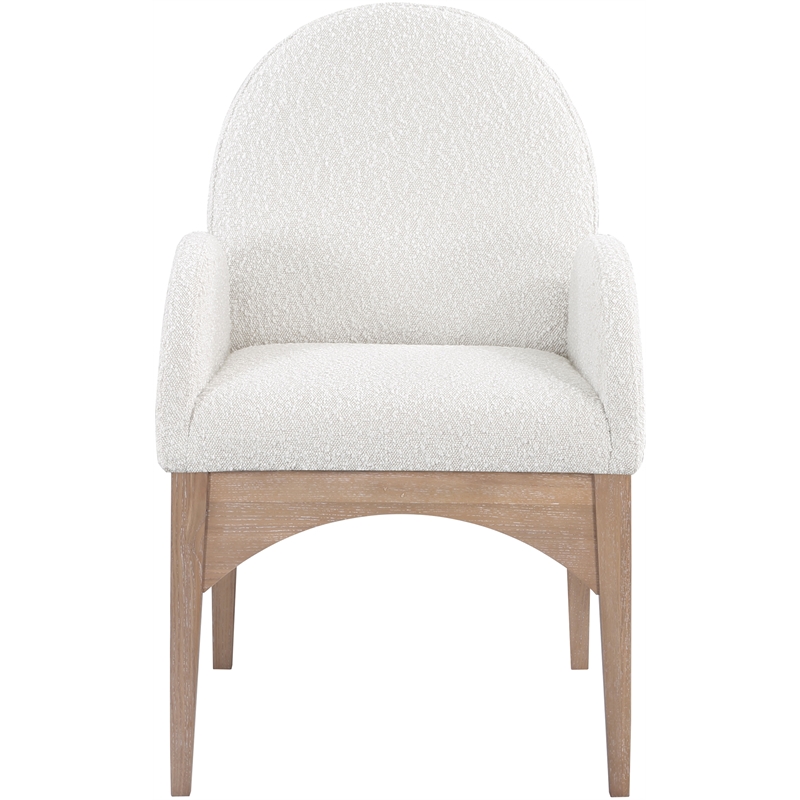 Meridian Furniture Waldorf Cream Boucle Fabric Dining Arm Chair