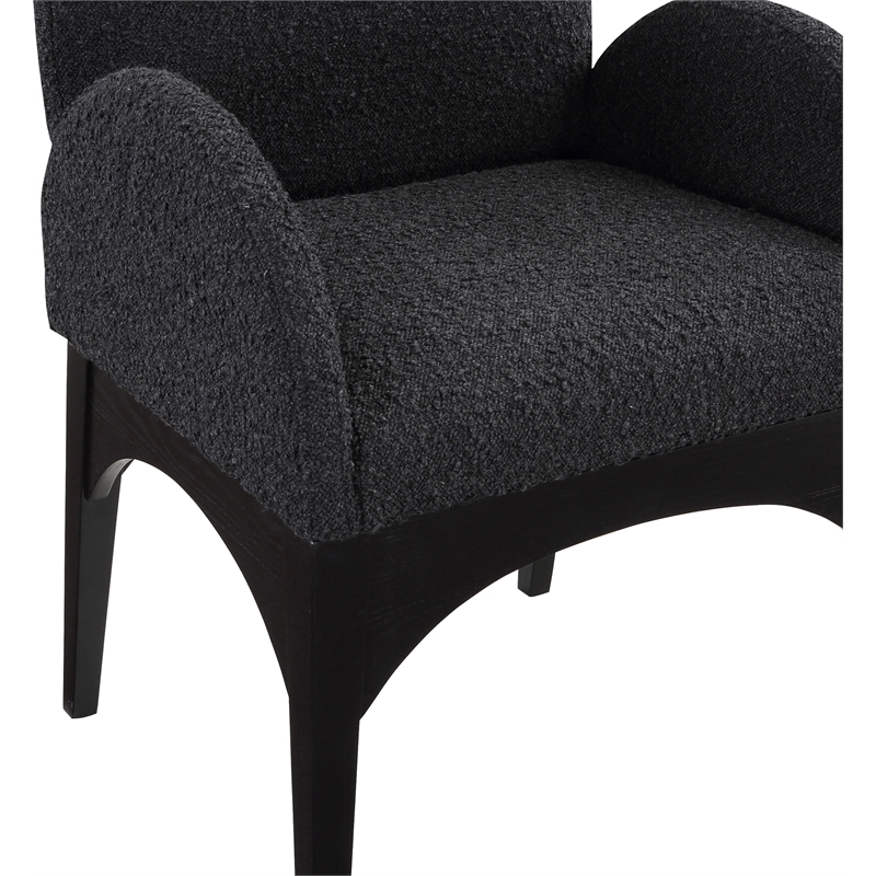 Meridian Furniture Waldorf Black Boucle Fabric Dining Arm Chair