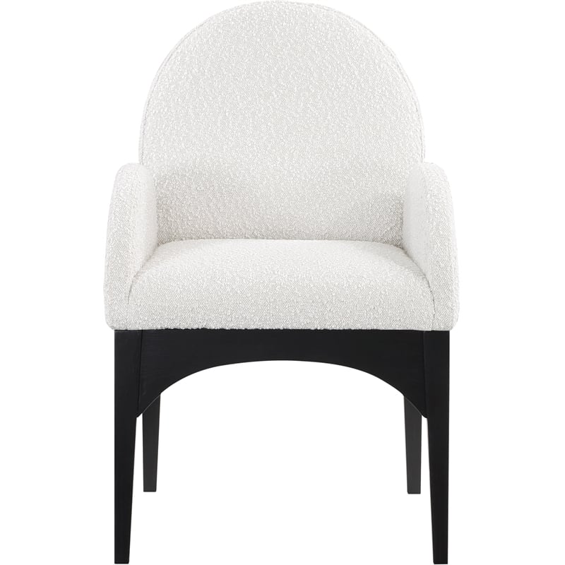 Meridian Furniture Waldorf Cream Boucle Fabric Dining Arm Chair