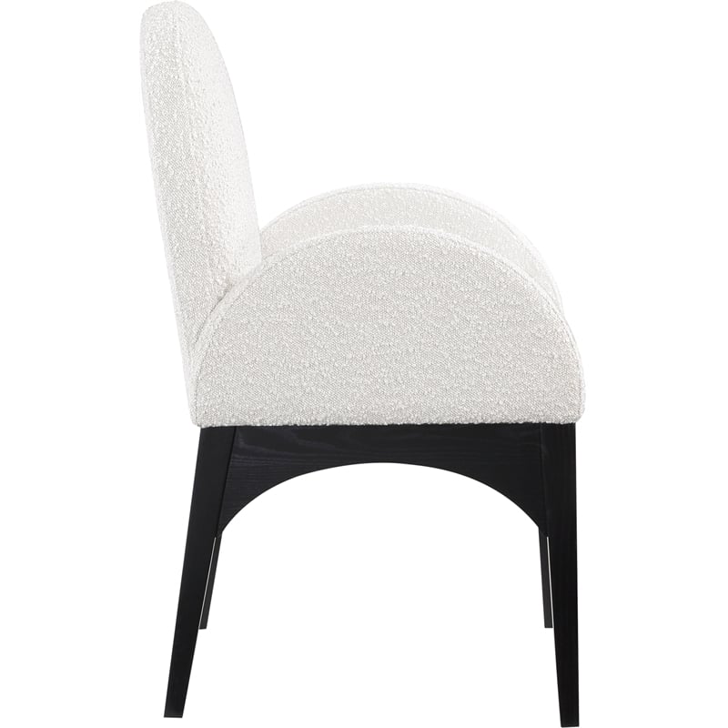 Meridian Furniture Waldorf Cream Boucle Fabric Dining Arm Chair