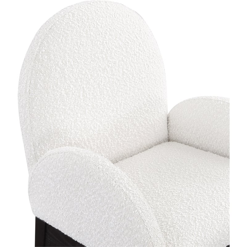 Meridian Furniture Waldorf Cream Boucle Fabric Dining Arm Chair