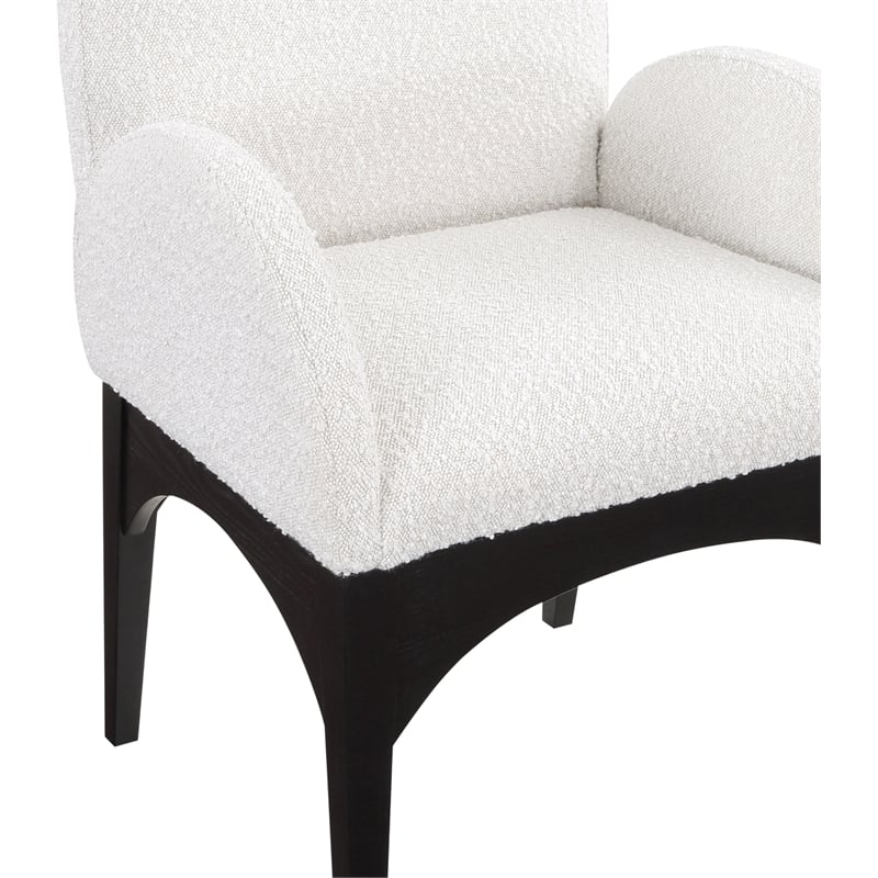Meridian Furniture Waldorf Cream Boucle Fabric Dining Arm Chair