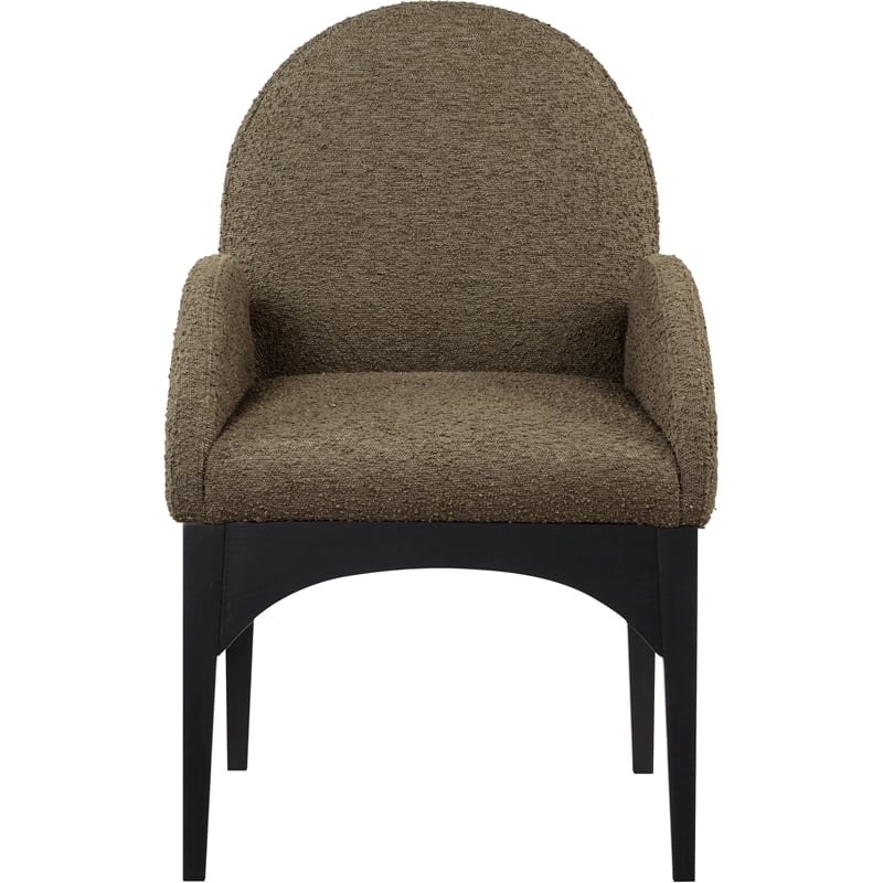 Meridian Furniture Waldorf Olive Boucle Fabric Dining Arm Chair
