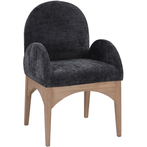 Meridian Furniture Waldorf Black Chenille Fabric Dining Arm Chair