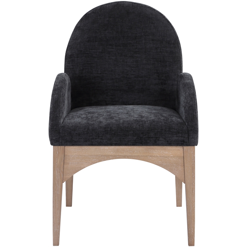 Meridian Furniture Waldorf Black Chenille Fabric Dining Arm Chair