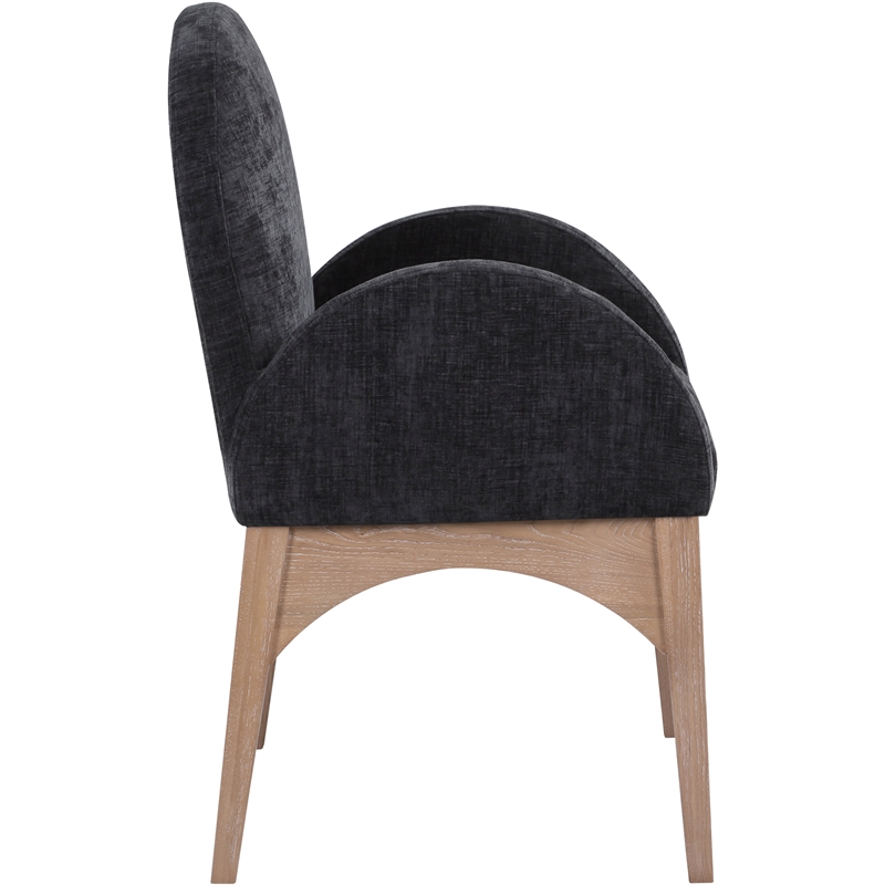Meridian Furniture Waldorf Black Chenille Fabric Dining Arm Chair
