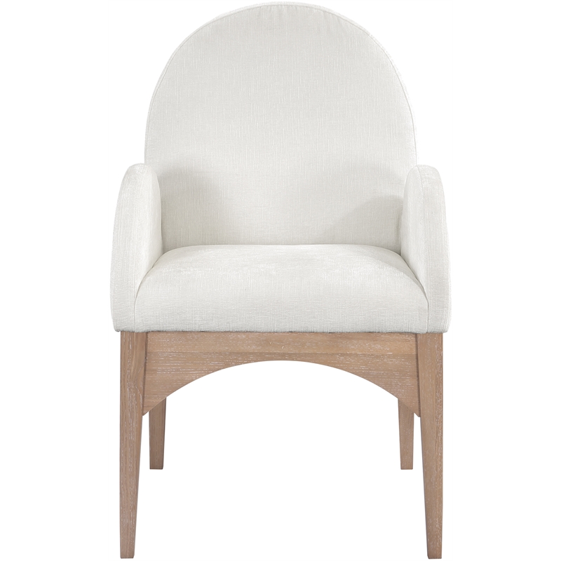 Meridian Furniture Waldorf Cream Chenille Fabric Dining Arm Chair