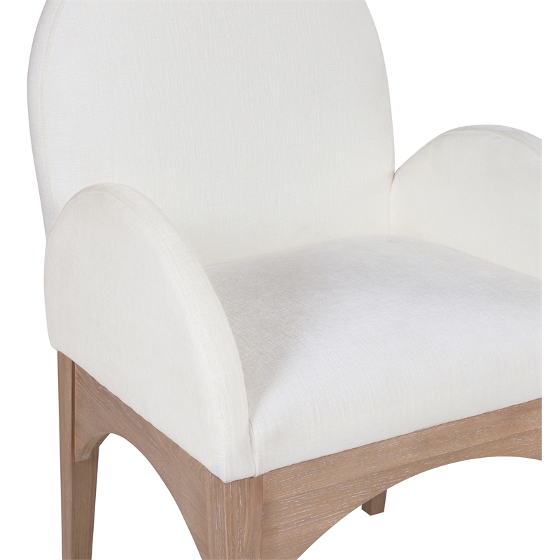 Meridian Furniture Waldorf Cream Chenille Fabric Dining Arm Chair