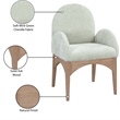 Meridian Furniture Waldorf Mint Chenille Fabric Dining Arm Chair