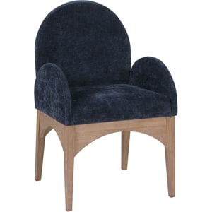 Meridian Furniture Waldorf Navy Chenille Fabric Dining Arm Chair
