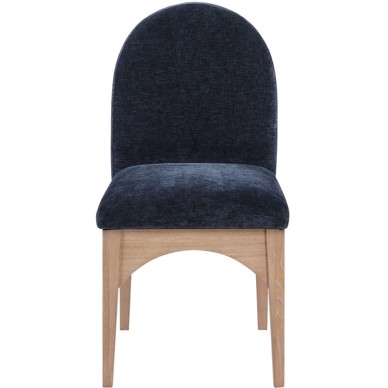 Meridian Furniture Waldorf Navy Chenille Fabric Dining Side Chair
