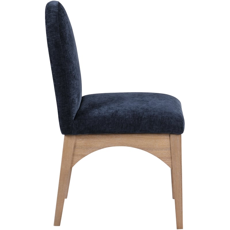 Meridian Furniture Waldorf Navy Chenille Fabric Dining Side Chair