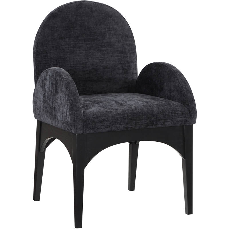 Meridian Furniture Waldorf Black Chenille Fabric Dining Arm Chair