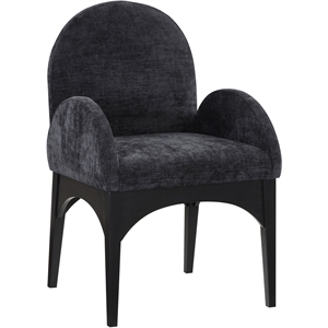 Meridian Furniture Waldorf Black Chenille Fabric Dining Arm Chair