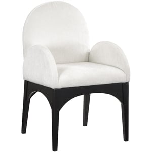 Meridian Furniture Waldorf Cream Chenille Fabric Dining Arm Chair