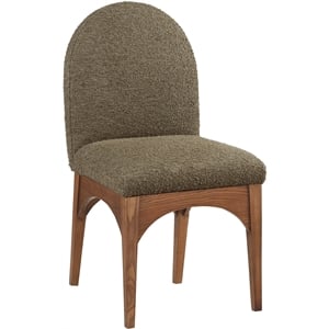 meridian furniture waldorf olive boucle fabric dining side chair