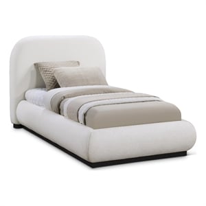 Meridian Furniture Vaughn Cream Linen Textured Fabric Twin Bed