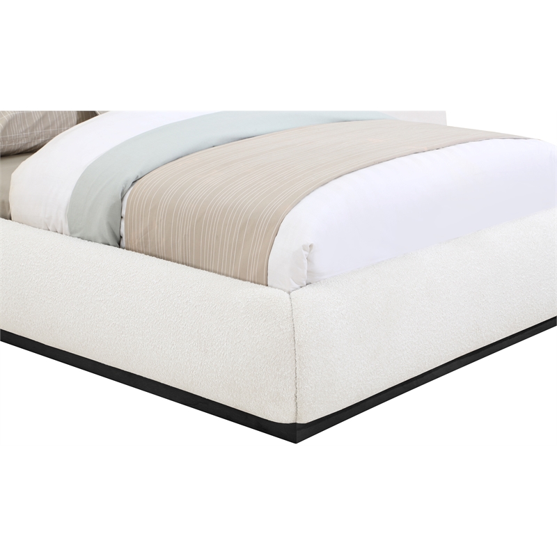 Meridian Furniture Vaughn Cream Boucle Fabric Full Bed