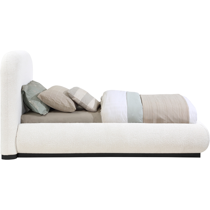 Meridian Furniture Vaughn Cream Boucle Fabric Twin Bed