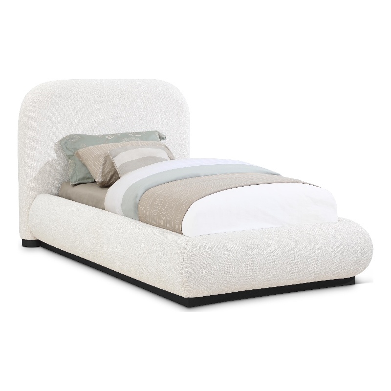 Meridian Furniture Vaughn Cream Boucle Fabric Twin Bed